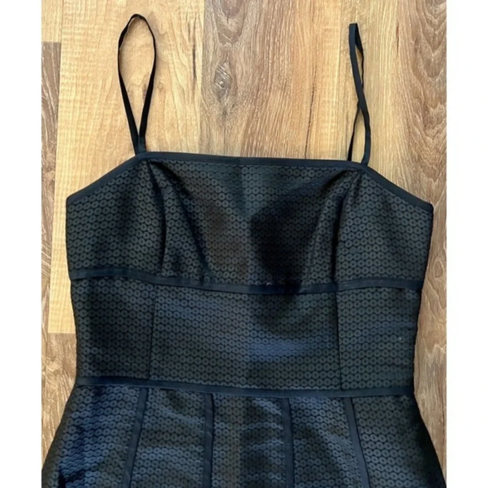 ANN TAYLOR Sheath Dress 4 Black Silk Blend Fully Lined Strappy Scalloped Hem NEW